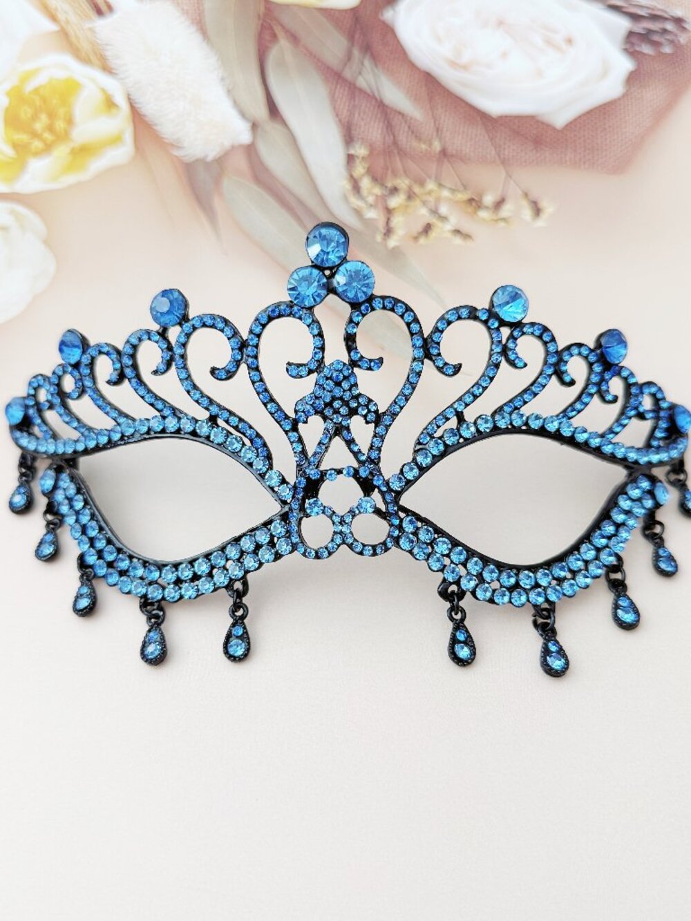 Sapphire Masquerade Mask, Crystal Eye Mask, Prom Ball Mask, Mardi Gras Mask